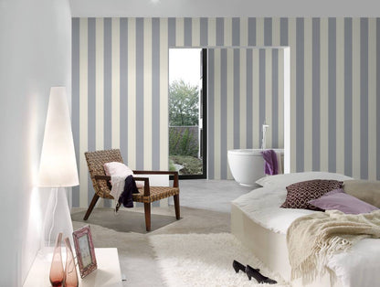 Timeless Stripes Heavy Weight Vinyl Wallpaper - Grey