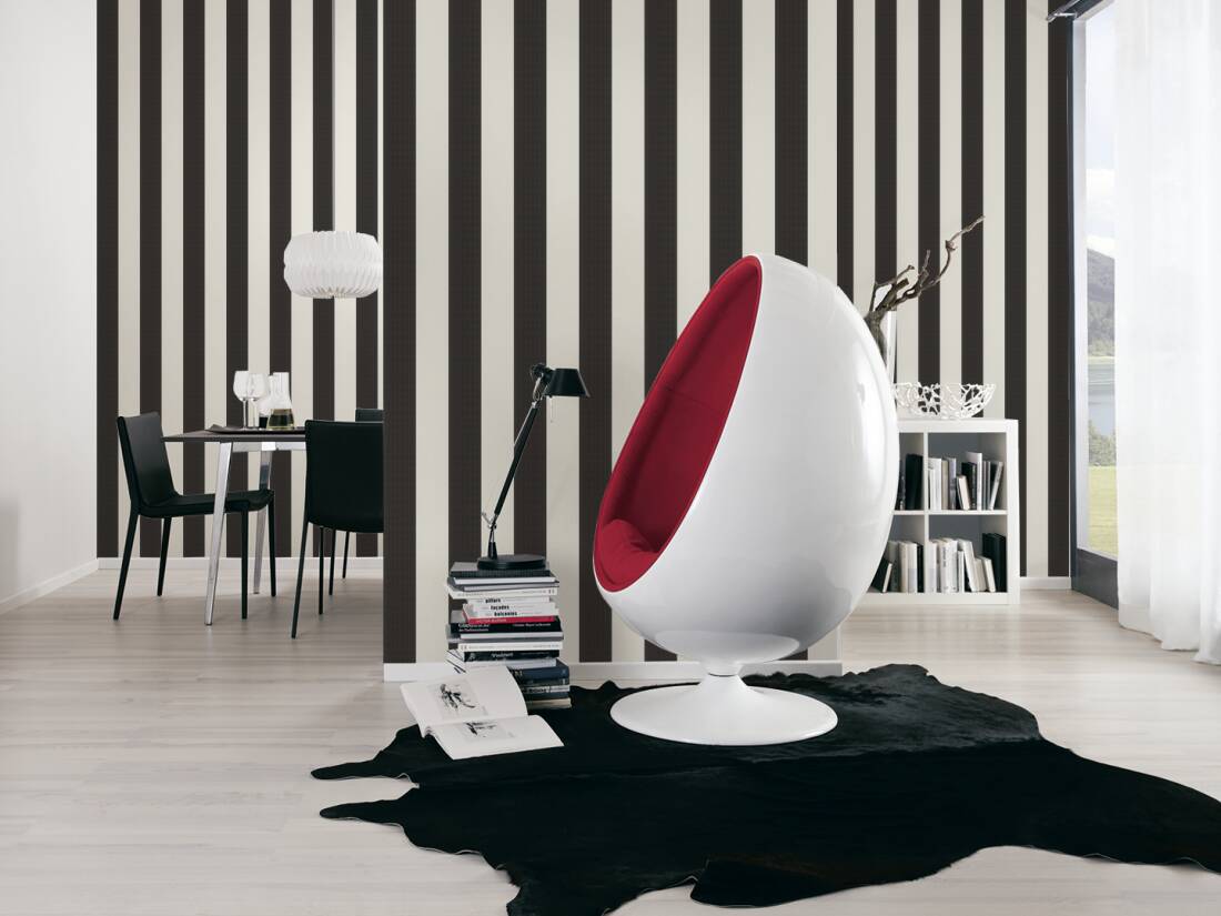 Timeless Stripes Heavy Weight Vinyl Wallpaper - Black and White - Discontinuing