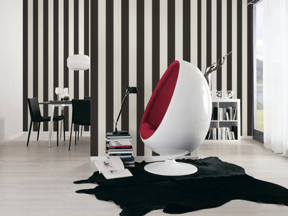 Timeless Stripes Heavy Weight Vinyl Wallpaper - Black and White - Discontinuing