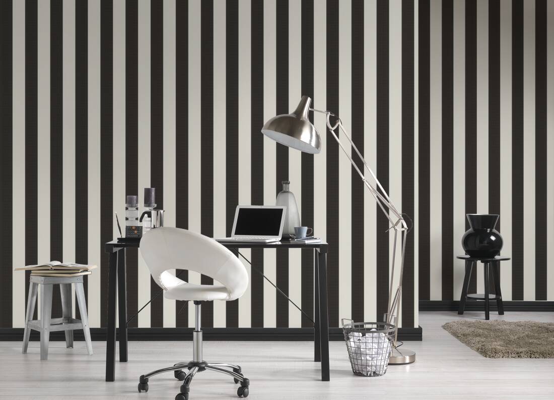 Timeless Stripes Heavy Weight Vinyl Wallpaper - Black and White - Discontinuing