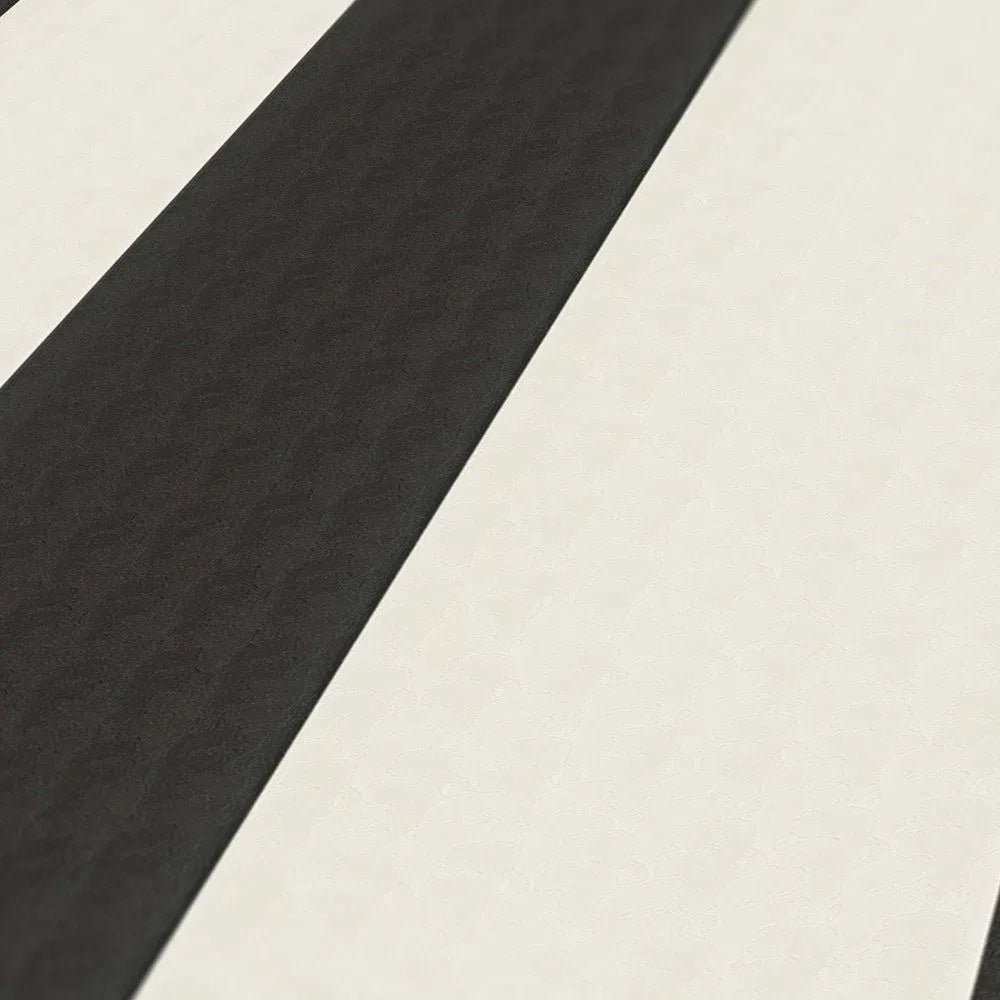 Timeless Stripes Heavy Weight Vinyl Wallpaper - Black and White - Discontinuing