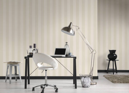 Timeless Stripes Heavy Weight Vinyl Wallpaper - Cream