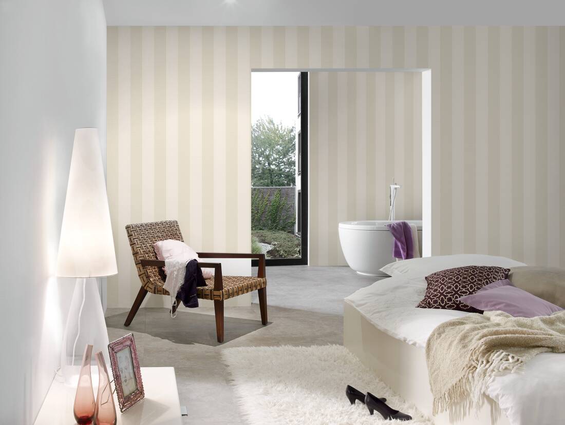 Timeless Stripes Heavy Weight Vinyl Wallpaper - Cream