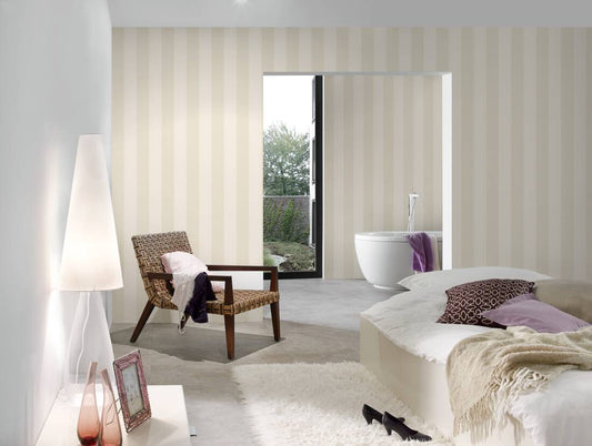 Timeless Stripes Heavy Weight Vinyl Wallpaper - Cream