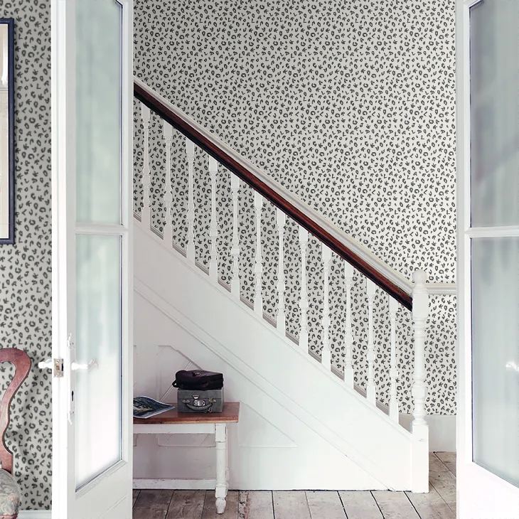 Leopard Alphabet Wallpaper - Black White - Discontinuing