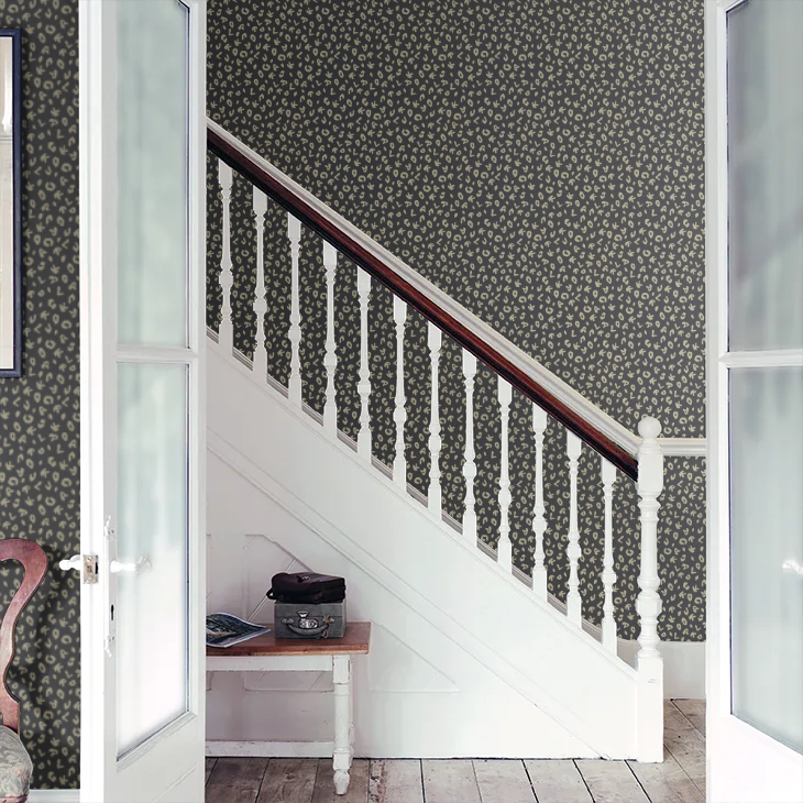 Leopard Alphabet Heavy Weight Wallpaper - Black - Discontinuing