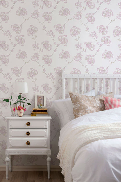 Korsbar Wallpaper - White/Pink - Discontinuing