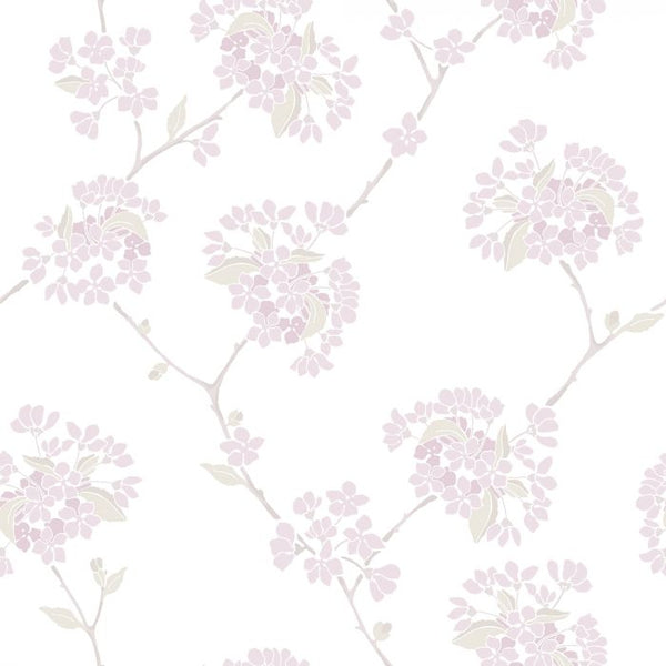 Sample - Korsbar Wallpaper - White/Pink