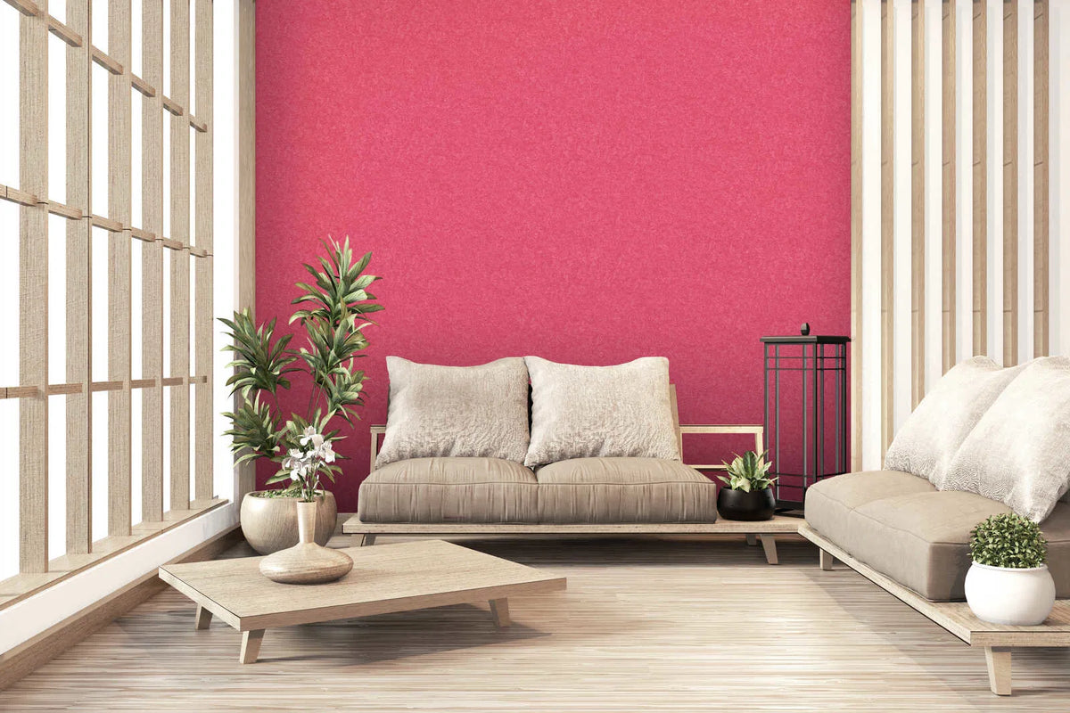 Soft Plain Plaster Wallpaper - Red