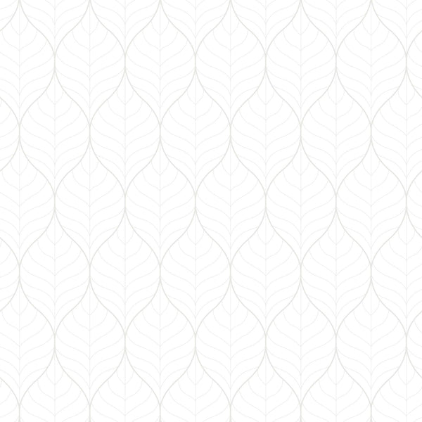 Sample - Blad Wallpaper - White/Silver