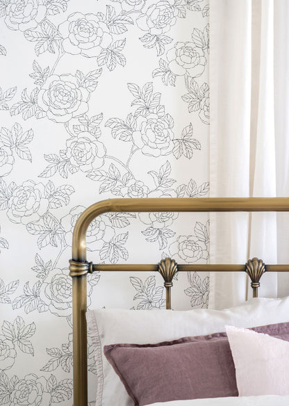 Inez Wallpaper - White/Black - Discontinuing - 2 Rolls Left