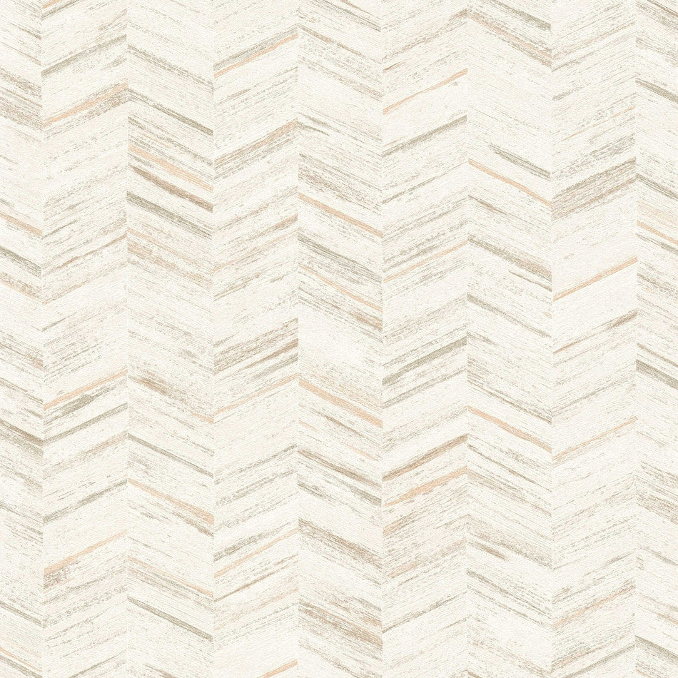 Textured Herringbone Vinyl Wallpaper - Beige Cream
