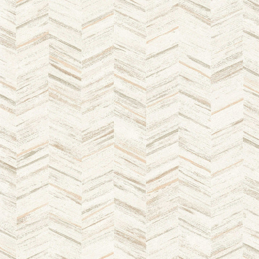 Textured Herringbone Vinyl Wallpaper - Beige Cream