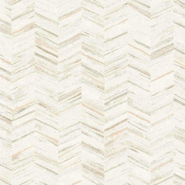 Sample - Textured Herringbone Wallpaper - Beige Cream