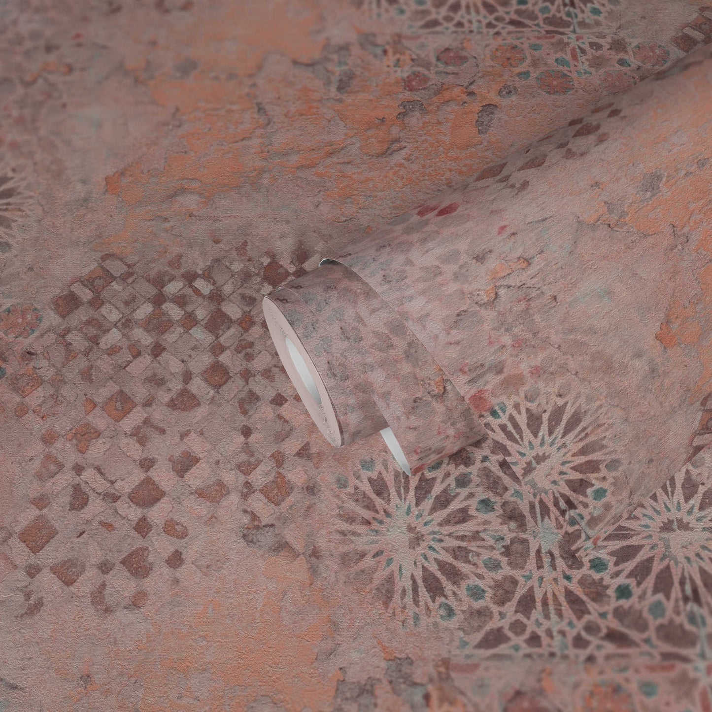 Barcelona Mosaic Wallpaper - Brown - Orange