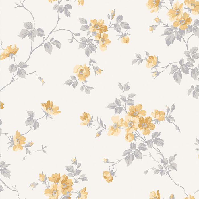 Sample - Kristina - Pastel Floral Wallpaper - Yellow