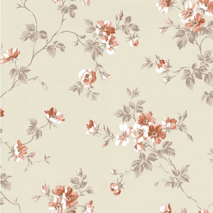 Sample - Kristina - Pastel Floral Wallpaper - Beige