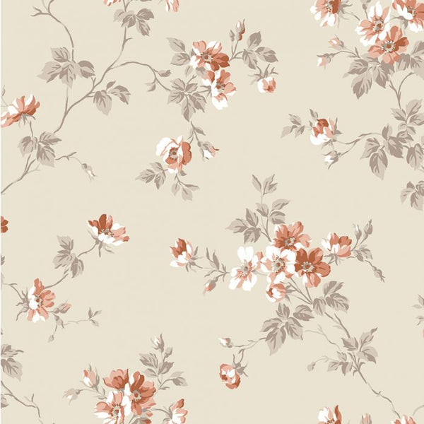 Sample - Kristina - Pastel Floral Wallpaper - Beige