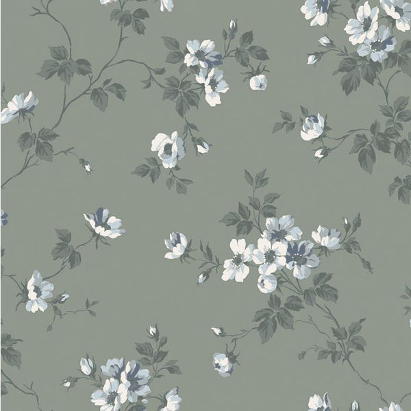 Sample - Kristina - Pastel Floral Wallpaper - Green