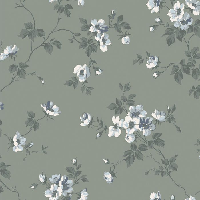 Sample - Kristina - Pastel Floral Wallpaper - Green