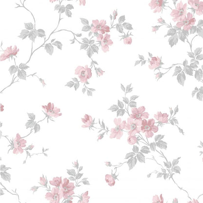 Kristina - Pastel Floral Wallpaper - Pink