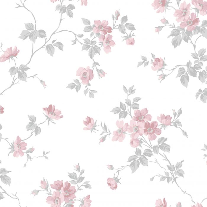 Sample - Kristina - Pastel Floral Wallpaper - Pink