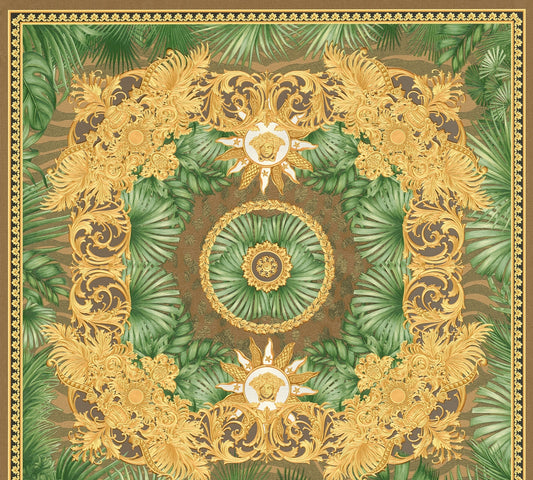 Versace Jungle Tile Wallpaper - Brown Gold Green