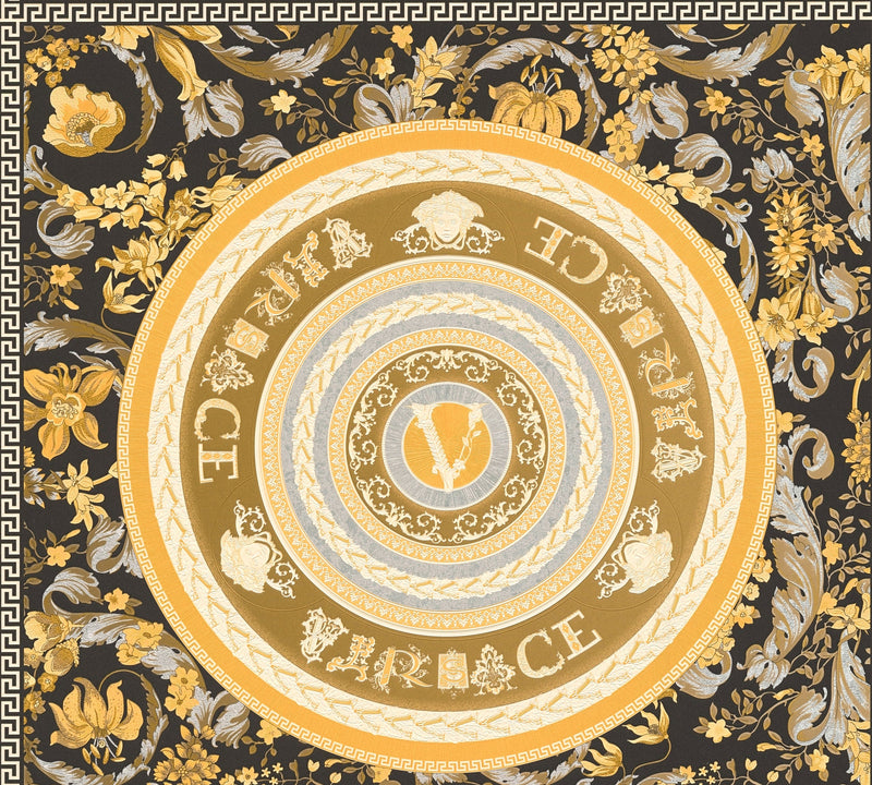 Sample - Versace Virtuoso Wallpaper - 5 Colours - Black