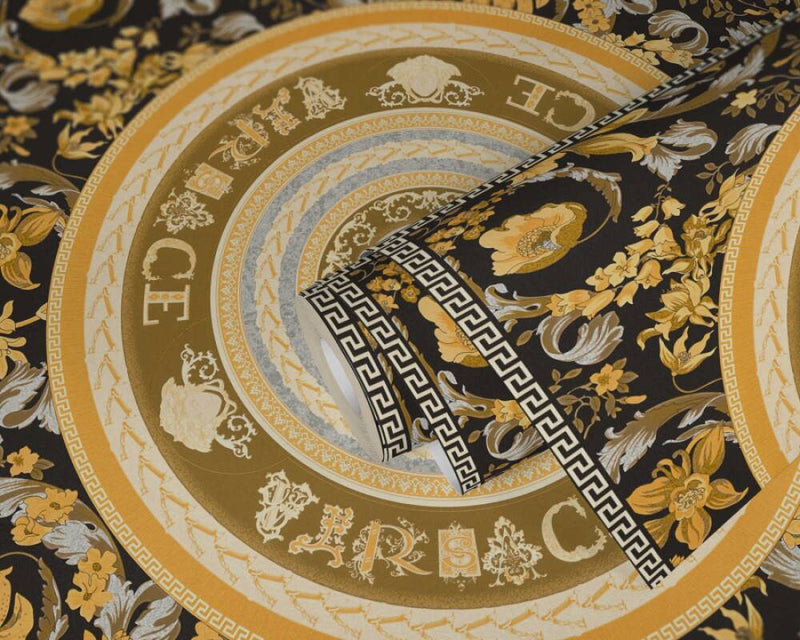 Versace Virtuoso Wallpaper - 5 Colours - Black