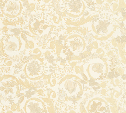 Versace Satin Wallpaper - Cream/Soft Gold