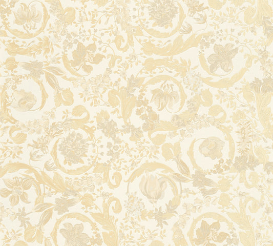 Versace Satin Wallpaper - Cream/Soft Gold