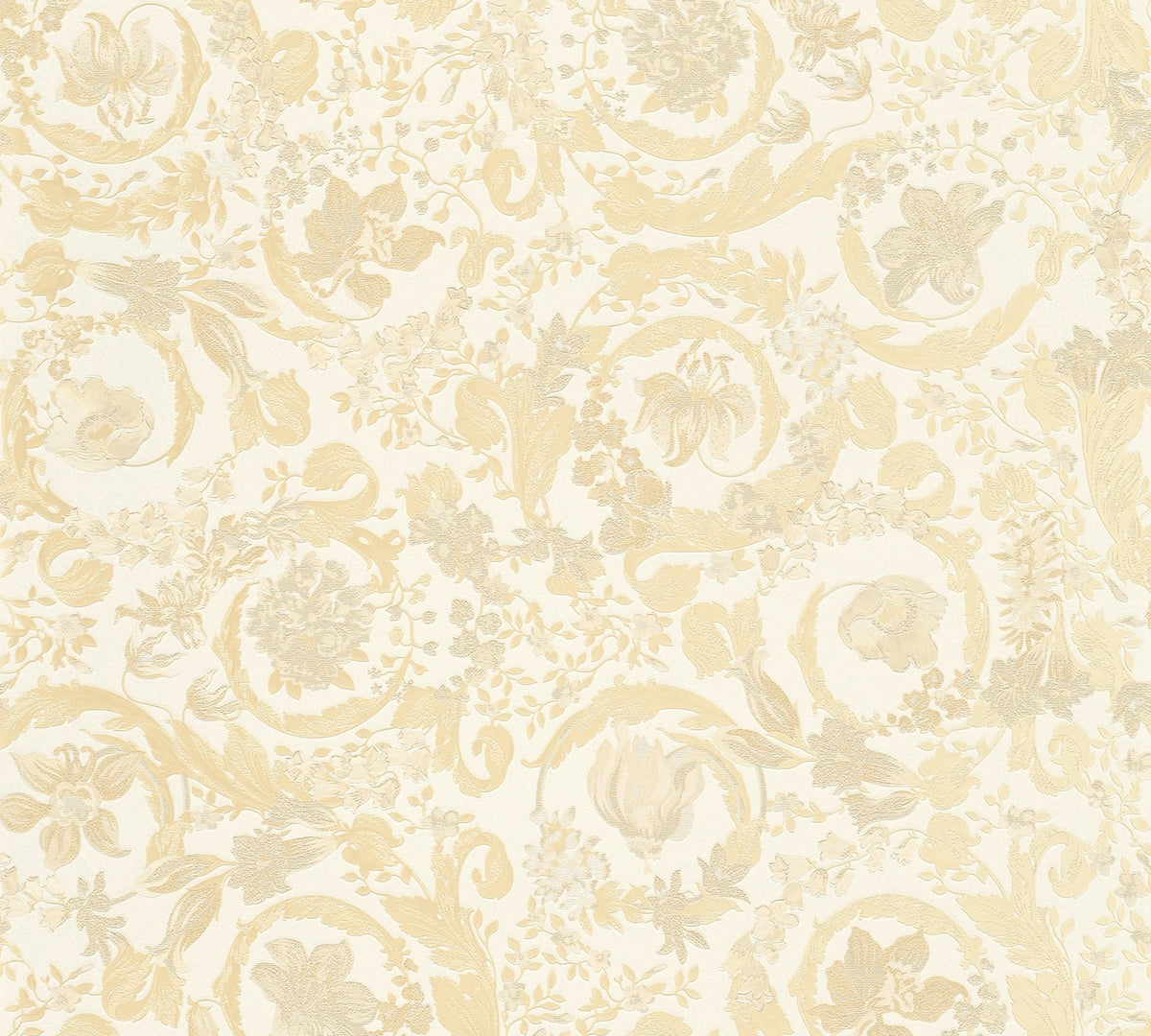 Sample - Versace Satin Wallpaper - Cream/Soft Gold