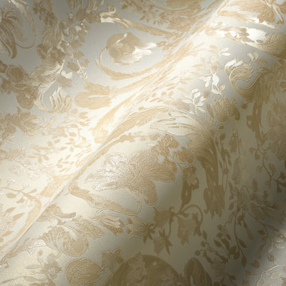Versace Satin Wallpaper - Cream/Soft Gold