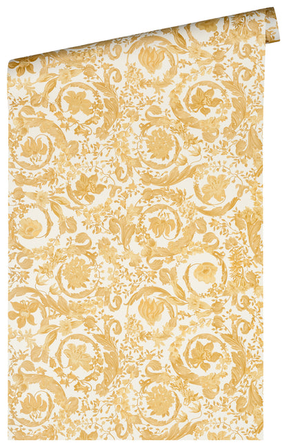 Versace Satin Wallpaper - Cream/Gold