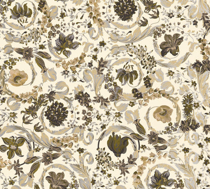 Versace Satin Wallpaper - Beige + Black