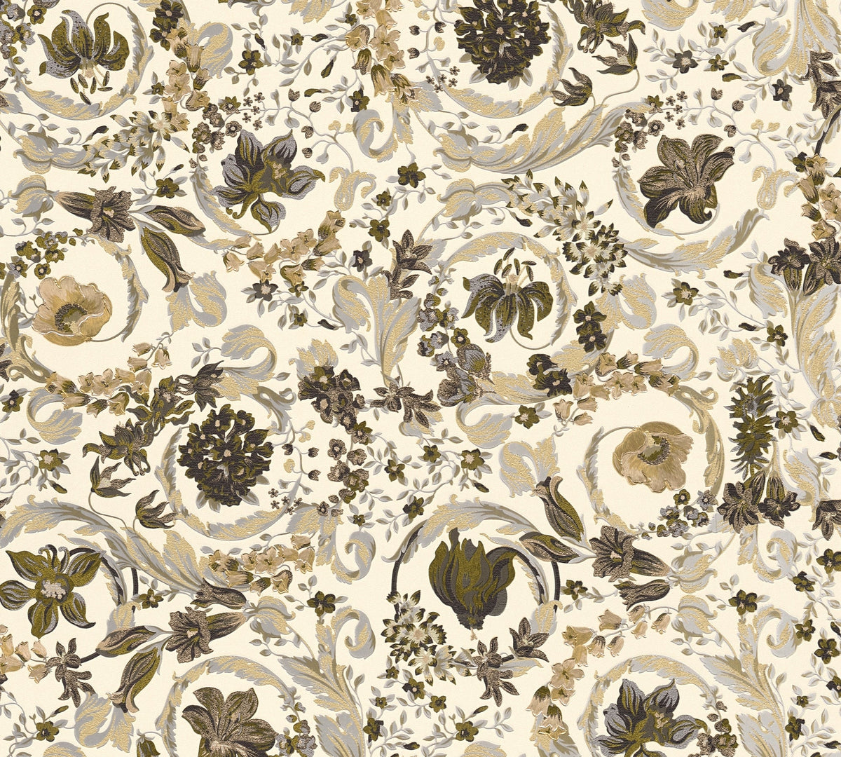 Sample - Versace Satin Wallpaper - Beige + Black