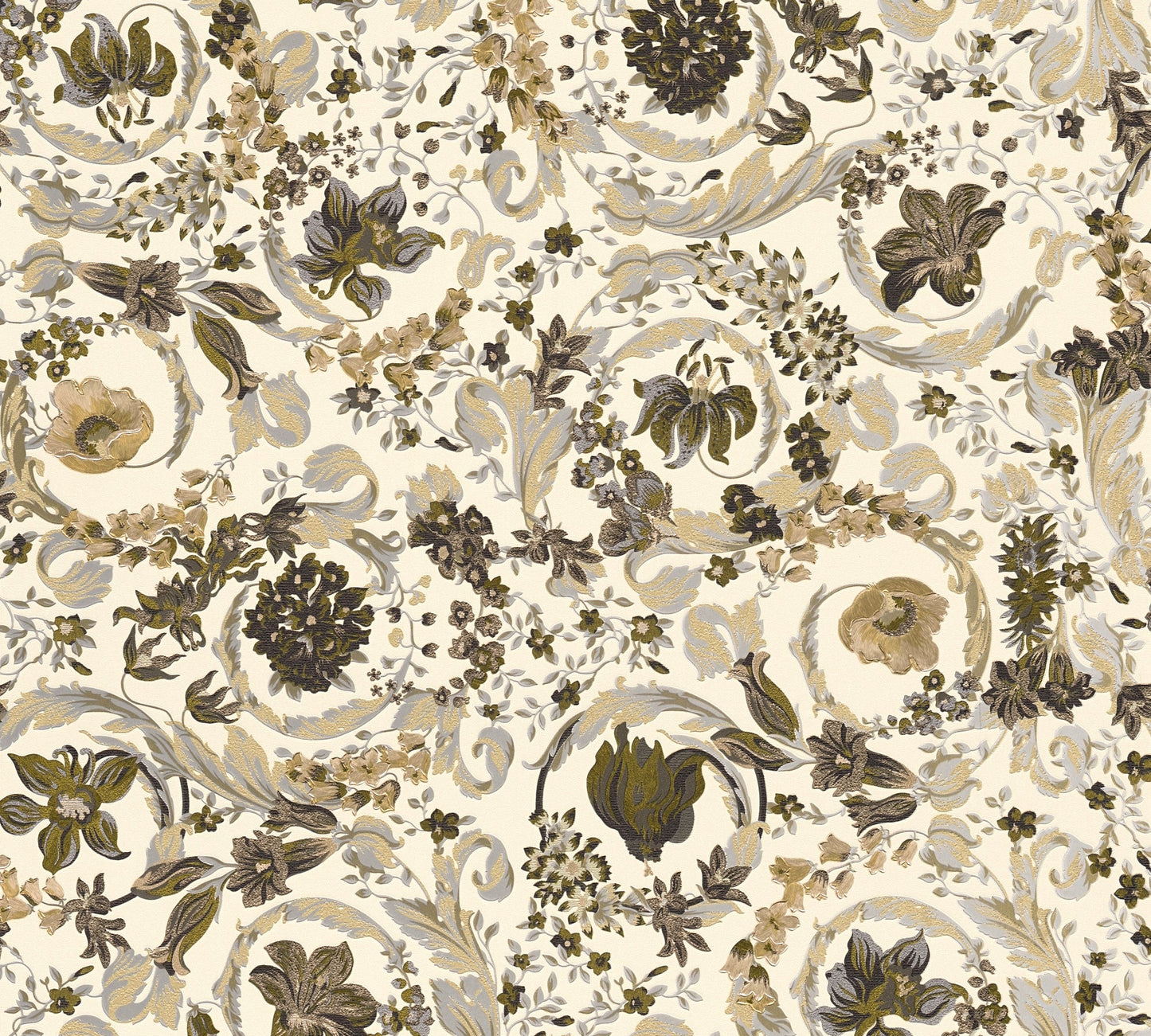 Sample - Versace Satin Wallpaper - Beige + Black