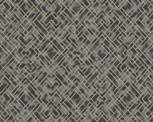 Geo Parquet Wallpaper (Metropolitan Stories 3 Collection) - Black