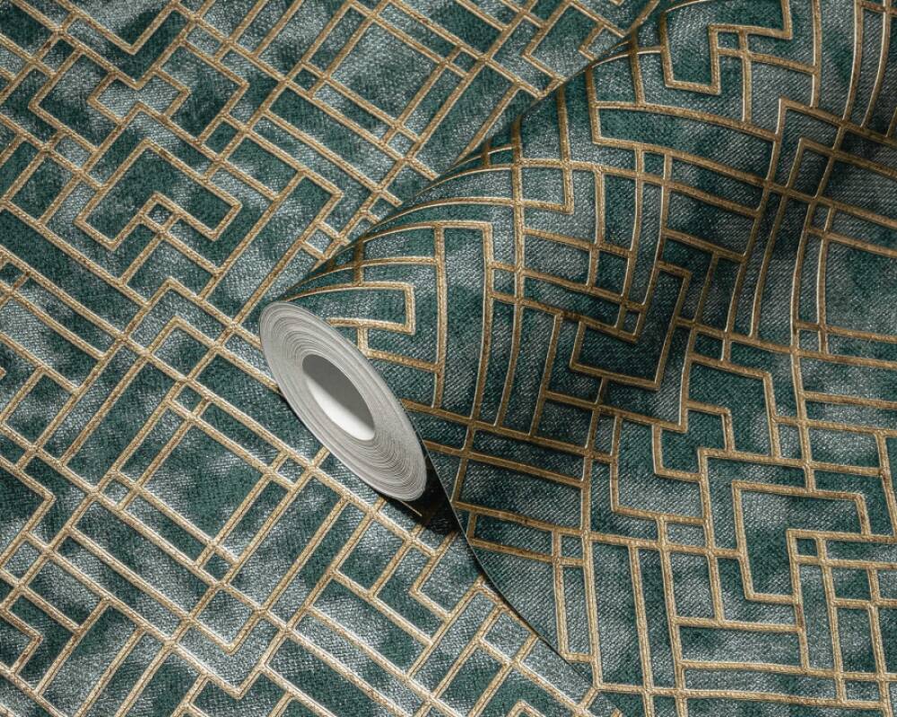 Geo Parquet Wallpaper (Metropolitan Stories 3 Collection) - Green