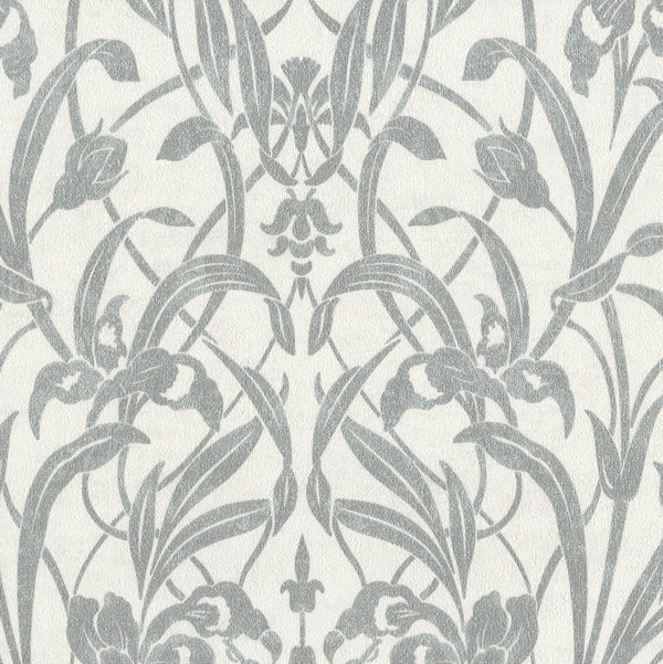 Sample - Luxury Floral Damask - White - Wide