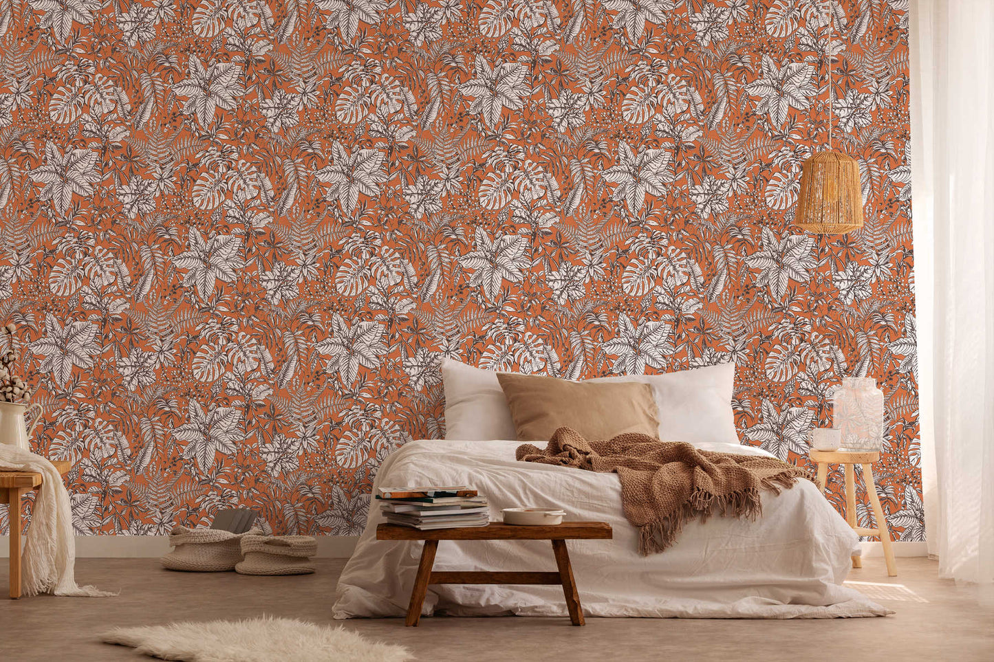 Leafy Ferns Wallpaper - Orange - Discontinuing