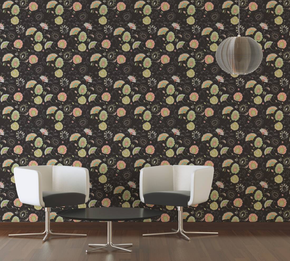 Patterned Flower Wallpaper - House of Turnowsky - Black