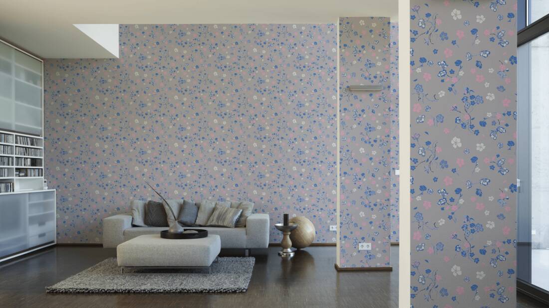 Paradise Blooms Wallpaper - House of Turnowsky - Grey/Blue