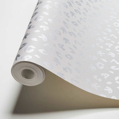 Leopard Alphabet Heavy Weight Wallpaper - Grey - Discontinuing