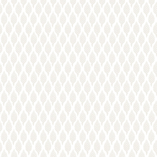 Sample - Dun Diamond Leaves Wallpaper - White