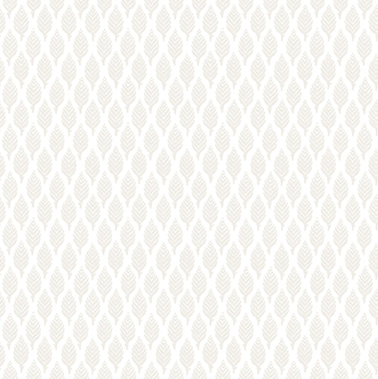 Dun Diamond Leaves Wallpaper - White