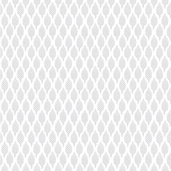 Sample - Dun Diamond Leaves Wallpaper - Grey
