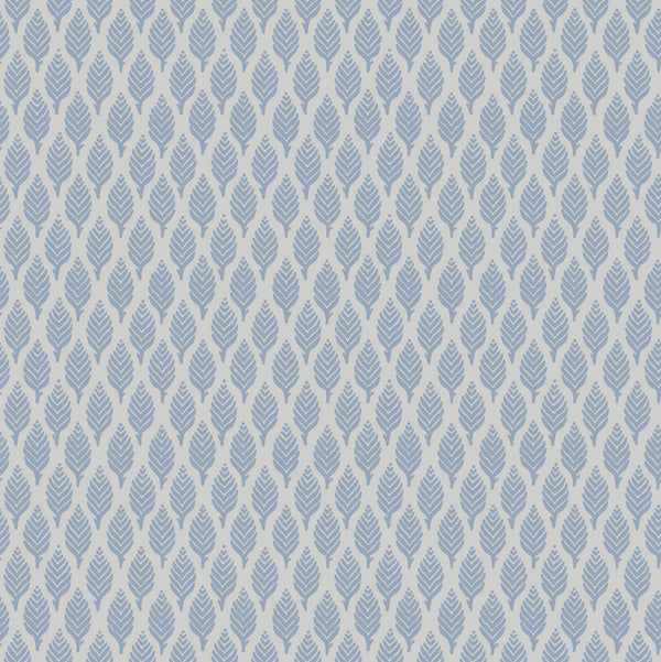 Sample - Dun Diamond Leaves Wallpaper - Blue