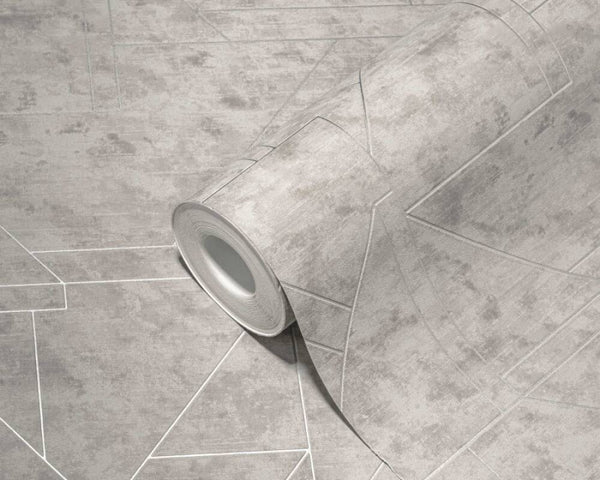 Sample - Metro Deco Lines (Metropolitan Stories 3 Collection) - Grey/Silver