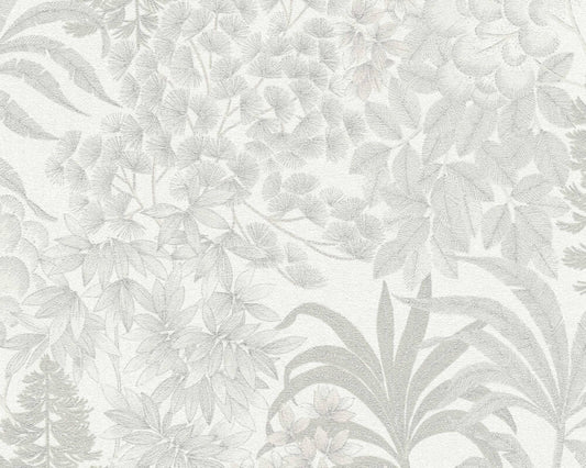 Floral Bliss Wallpaper (Metropolitan Stories 3 Collection) - White/Grey